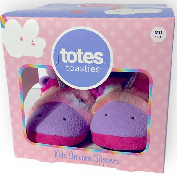 Totes Toasties Kids Unicorn Slippers Multi Size - Picture 1 of 15